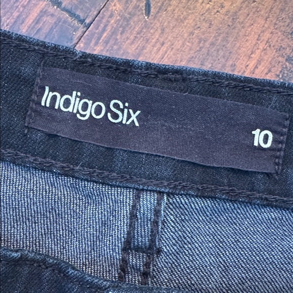Indigo Six Wide Leg Womens Denim Jeans Pants Black Raw Hem- Size 10 - Picture 2 of 3